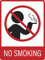 Printable sign label no smoking area, prohibited to smoke, fire caution