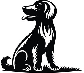 golden retriever dog breed  vector illustration  sitting elegantly and have a a friendly expression, with its fluffy fur 