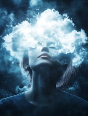 Image of a Person with a Cloud Covering the Face
