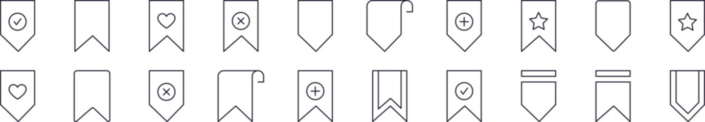 Bookmark Outline Icon Collection. Editable Stroke. Perfect for Infographics, Articles, Books, Flyers, Banners