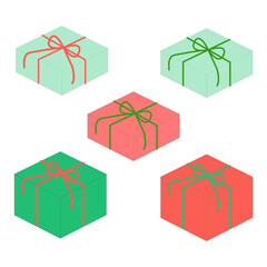 Set of gift boxes.Gift boxes isolated on white background.Present for Christmas, valentine, birthday and other occasions.Vector graphic symbol.