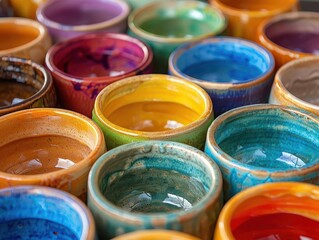 Handmade Pottery Classes, vibrant colors, close-up, creative process, photography