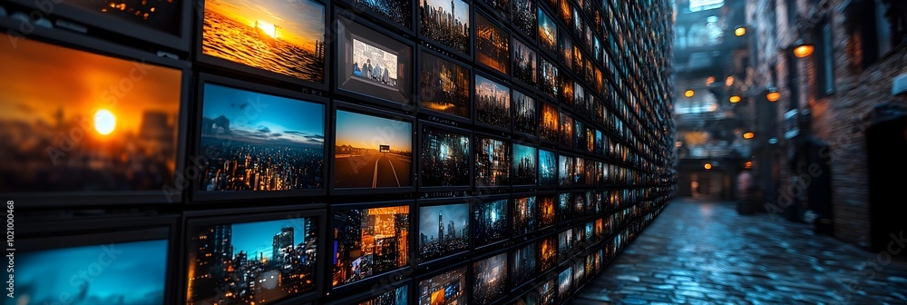 Poster cutting-edge communication industry featuring advanced broadcasting technology for seamless multimed