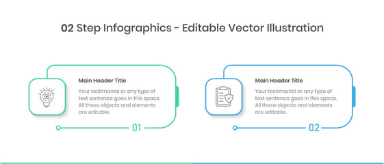 two step Infographics Design Template, Chart diagram, Graph, Pie chart, workflow layout, squire diagram, report, presentation design elements Editable Vector illustration, Process diagram