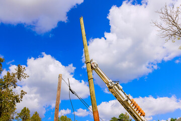 Several electric poles have been damaged by storms following severe hurricane