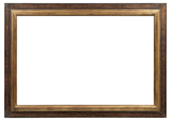 Old wooden picture frame in PNG format on a transparent background.