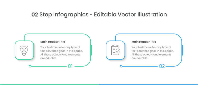 two step Infographics Design Template, Chart diagram, Graph, Pie chart, workflow layout, squire diagram, report, presentation design elements Editable Vector illustration, Process diagram
