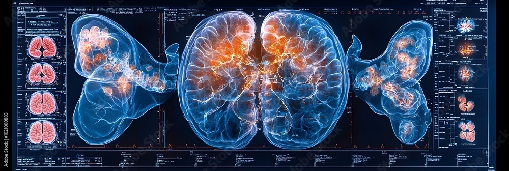Poster detailed 3d brain scan visualization showcases the intricate structure and function of the human ner