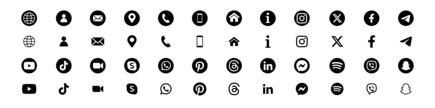 Social media apps. Editorial use signs. Isolated popular applications vector set. Social media icon.