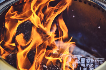 fire in a fireplace