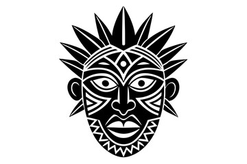 Papua New Guinea Mask Silhouette Vector Illustration Traditional Clipart