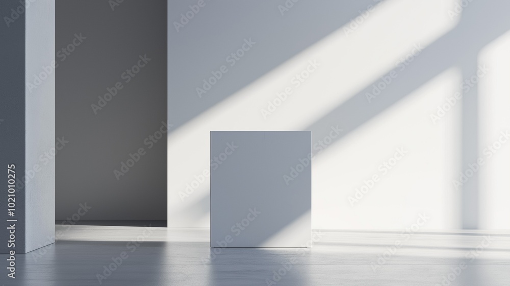 Poster a simple room with an empty shelf for display exhibition hall.