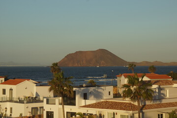 volcanic island of canary island with volcano and sea view