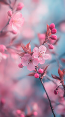 A vibrant cherry blossom tree stands tall with its stunning pink blooms against a clear blue sky, radiating beauty and the essence of spring in full swing.