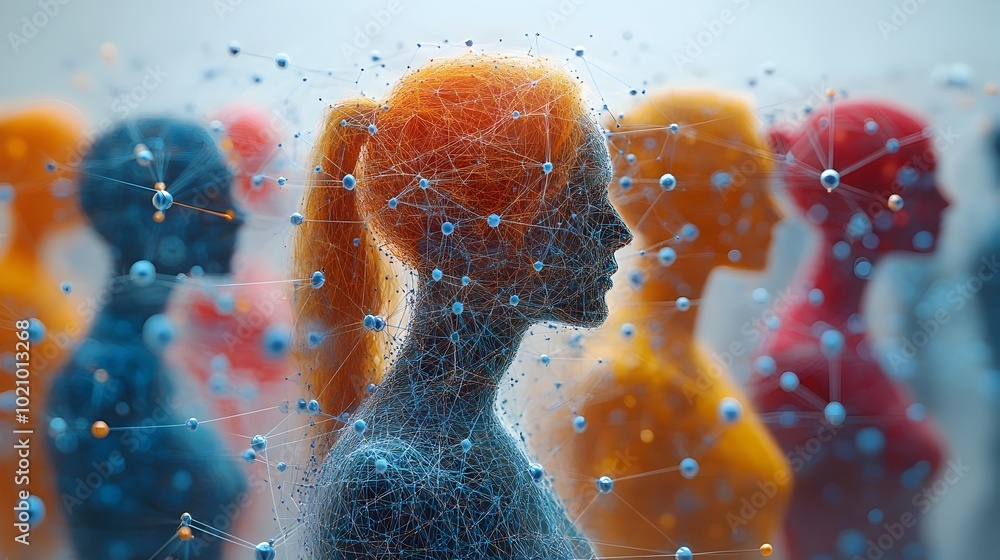 Leinwandbilder futuristic digital depicting the concept of ai-powered control over human avatars through an interco