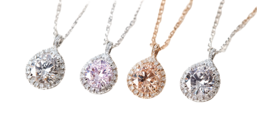 three set of diamond pendant isolated transparent background