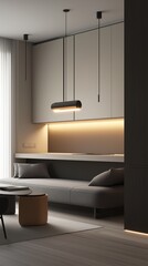 A modern minimalist living room.