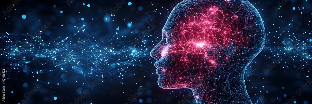 Aufkleber glowing digital brain depicting advanced cognitive capabilities,neural network connections,and the p