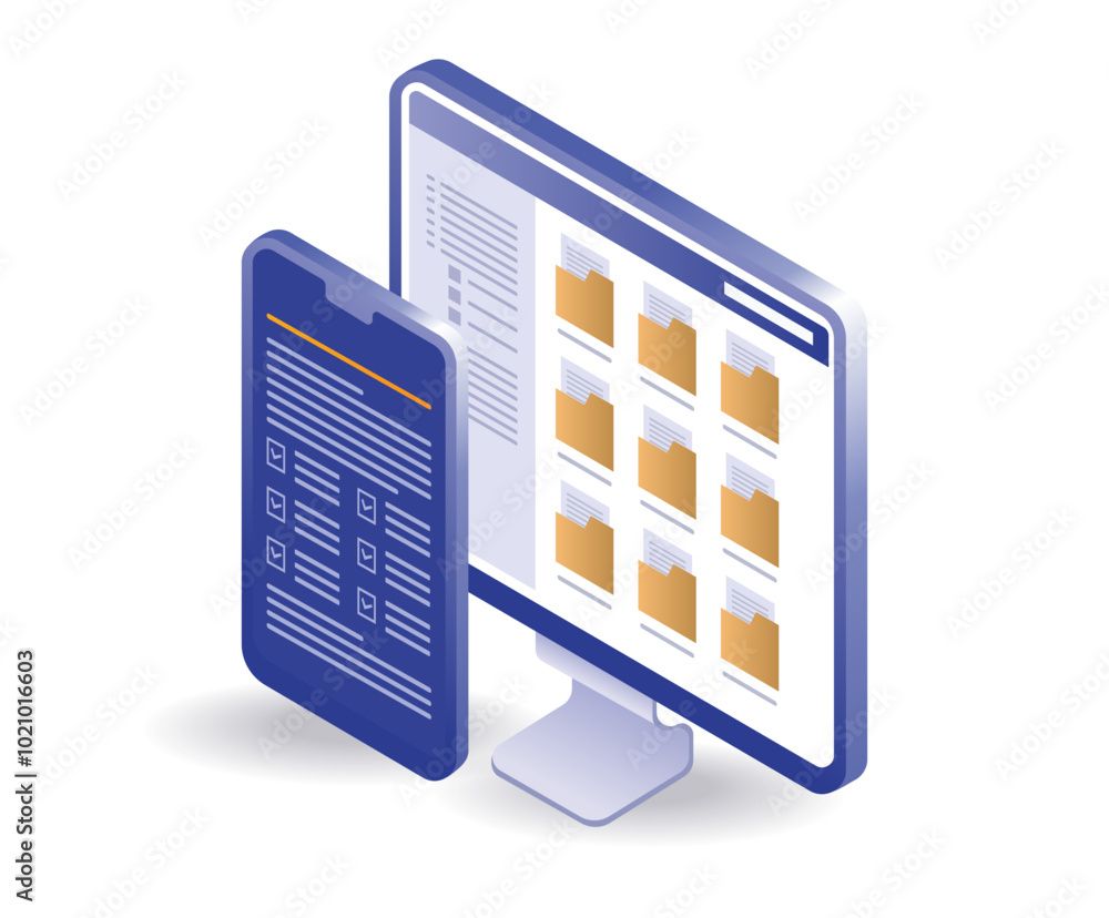 Poster smartphone checklist computer data folder technology
