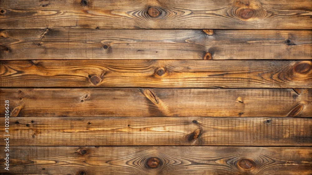 Poster Rustic Wooden Plank Background with Knots and Grain Patterns