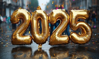 Happy begining New Year Celebration start 2025 Sparkles Banner, With colorful number illustrations