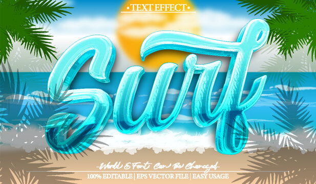 Surf Vector Text Effect Editable Alphabet Summer Holiday Sea Beach