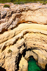 characteristic and suggestive rocky stretch between praia das fontainhas and praia de albandeira lagoa portugal