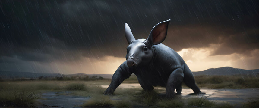 Aardvark Orycteropus afer mammal. Extremely detailed and realistic very high resolution illustration