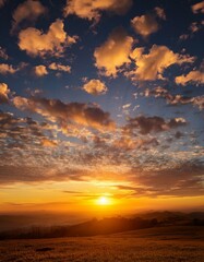 Fototapeta premium Golden Sunset Over Field