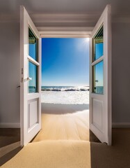 Fototapeta premium Open door to a beach view