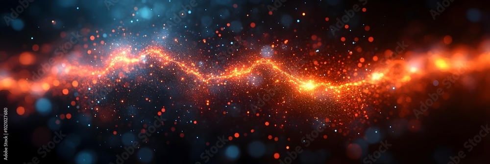 Poster mesmerizing cosmic eruption of fiery sparks and radiant bursts of energy,creating a dynamic and dazz