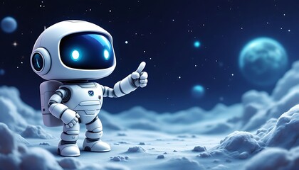 Robot Astronaut Exploring Alien Planet