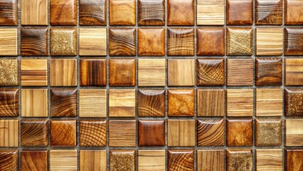 Obraz premium A seamless pattern of square tiles with wood-grain texture in a mosaic arrangement.