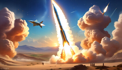 Spectacular Nighttime Rocket Launch Over City Skyline