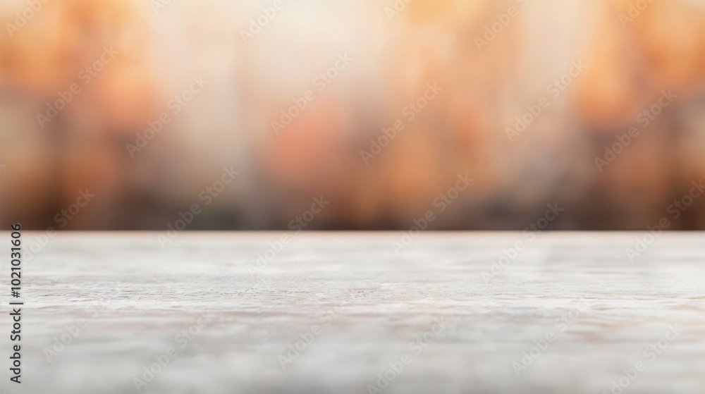 Poster Empty tabletop displaying product with blurred autumn background