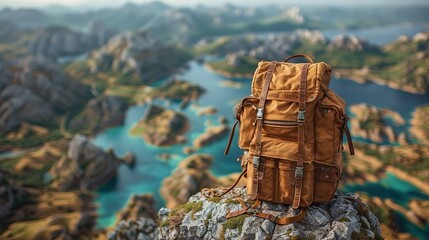 Realistic Travel Globe with Bag and Iconic Landmarks