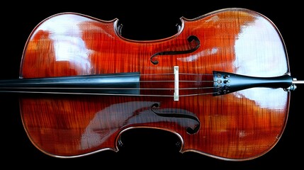 Fototapeta premium A beautifully crafted cello viewed from above, showcasing its polished wood and elegant curves.