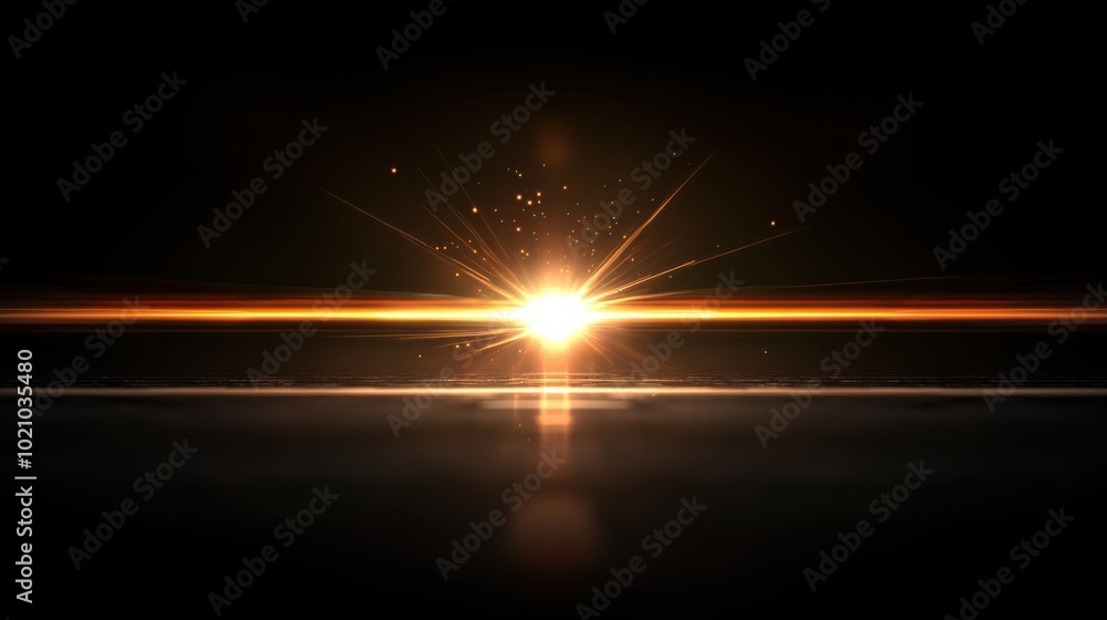 Poster stunning abstract image featuring glowing lens flare with light bursting through dark background, cr