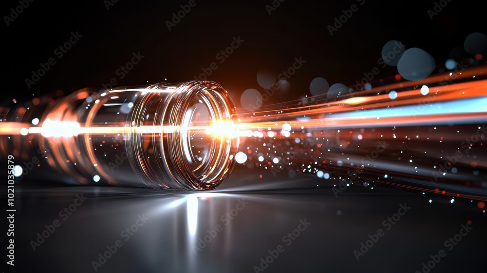 Poster glowing abstract light effect with lens flare creates dynamic visual experience, showcasing vibrant 