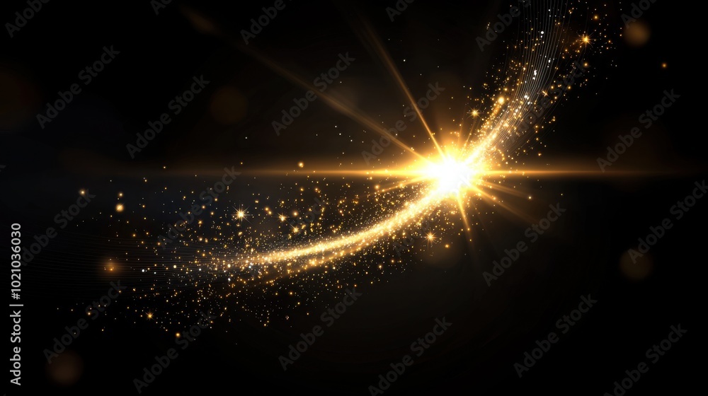 Poster radiant glowing light with abstract lens flare creates mesmerizing effect, illuminating dark backgro