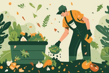 Sustainable gardening: composting leaves and vegetables in autumn
