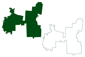 Escarcega municipality (Free and Sovereign State of Campeche, Mexico, United Mexican States) map vector illustration, scribble sketch Esc&aacute;rcega map