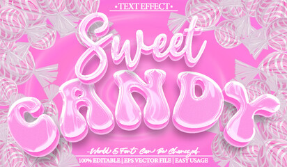 Sweet Candy Vector Text Effect Editable Alphabet Tasty Pink Lollipop Yummy