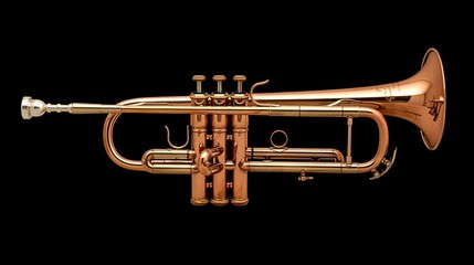 Fototapeta premium A brass trumpet displayed against a black background, showcasing its elegant design.