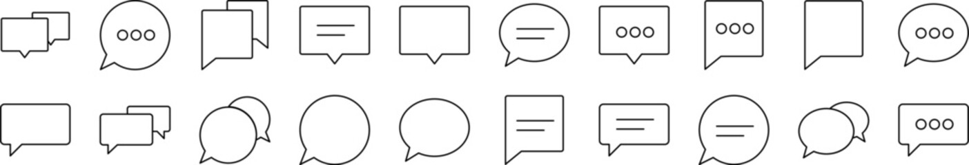 Speech Bubble as Communication and Dialogue Outline Icon Collection. Editable Stroke. Perfect for Infographics, Articles, Books, Flyers, Banners