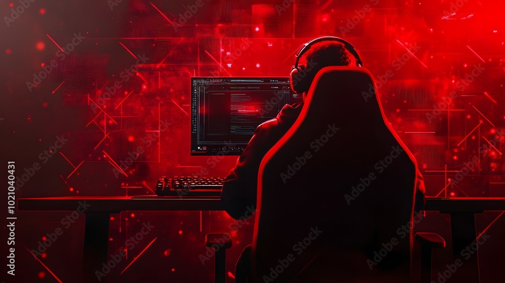 Poster intense esports digital backdrop with neon vibes and futuristic tech elements