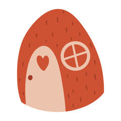 fairy house illustration in strawberry shape on transparant background