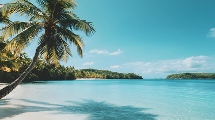 Fototapeta premium Serene Tropical Getaway: A Calming Wallpaper That Transports You to a Peaceful Beach
