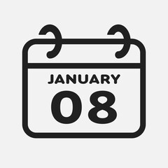 Icon page calendar day - 8 January