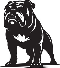 Bulldog standing silhouette vector illustration line art